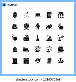 Stock-Vektorsymbol-Paket mit 25 Signalen und Symbolen für das Internet; Wirtschaft; Urlaub; Unternehmen; historisch bearbeitete Vektordesign-Elemente