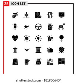 Paquete de iconos vectores de material de 25 señales y símbolos de línea para computadora; mapa; ordenadores; ubicación; elementos de diseño de vectores editables de señal