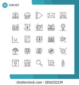 Stock Vector Icon Pack of 25 Line Signs and Symbols for marketing; room; cloud; hotel; message Editable Vector Design Elements