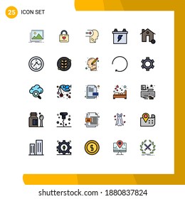 Stock Vector Icon Pack of 25 Line Signs and Symbols for energy; battery; heart hacker; accumulator; medical Editable Vector Design Elements