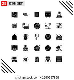 Stock Vector Icon Pack of 25 Line Signs and Symbols for hologram; interior; book; furniture; decor Editable Vector Design Elements