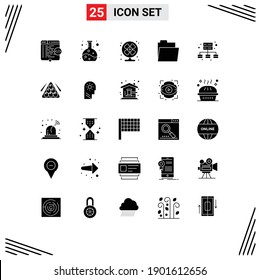Stock Vector Icon Pack of 25 Line Signs and Symbols for server; business; air; open; files Editable Vector Design Elements