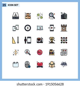 Stock Vector Icon Pack of 25 Line Signs and Symbols for search; magnifier; production; find; plasma Editable Vector Design Elements