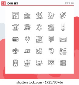 Stock Vector Icon Pack of 25 Line Signs and Symbols for man; avatar; parade; fencing; relax Editable Vector Design Elements