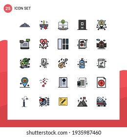 Stock-Vektorsymbol-Paket mit 25 Line-Zeichen und -Symbolen für Unternehmen; Bau; Blume; bauen; Digital Editierbare Vectordesign-Elemente
