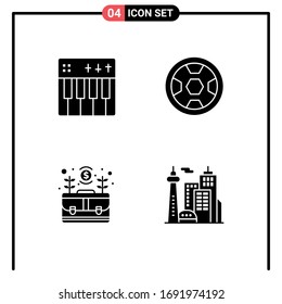 Paquete de iconos vectoriales de 4 líneas y símbolos para celebración; bolsa; música; adjudicación; materiales de diseño de vectores editables para casos