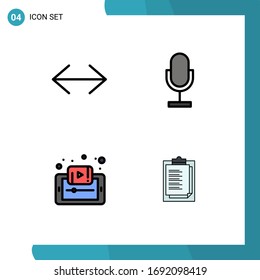 Stock Vector Icon Pack of 4 Line Signs and Symbols for arrow; document; right; mic; learning Editable Vector Design Elements