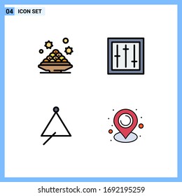 Stock Vector Icon Pack of 4 Line Signs and Symbols for dessert; products; ramadan; dj; instrument Editable Vector Design Elements