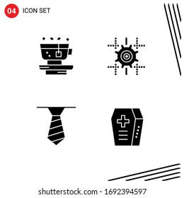 Stock Vector Icon Pack of 4 Line Signs and Symbols for leaf; clothing; tea; computing; halloween Editable Vector Design Elements