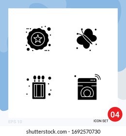 Stock Vector Icon Pack of 4 Line Signs and Symbols for badge; fire; product; spring; internet Editable Vector Design Elements