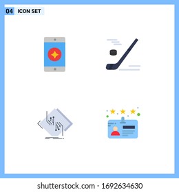 Stock-Vektorillustration-Icon-Paket mit 4 Line-Signalen und -Symbolen für Lieblingsmobiltelefone; Chip; Hockey; Schnee; Design-Elemente für Vektorillustrationen mit Netzwerk-Bearbeitbarkeit