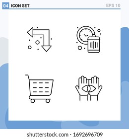 Paquete de iconos vectores estándar de 4 señales de línea y símbolos para flecha; tienda; abajo; tiempo; elementos de diseño de vectores editables de conspiración