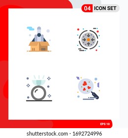 Stock-Vektorillustration-Icon-Paket mit 4 Zeichen und Symbolen für geschäftliche Nutzung; Engagement; Start; Verarbeitung; Umrechnbare Vektorillustration-Design-Elemente