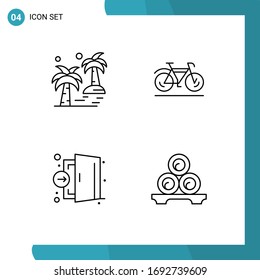 Stock Vector Icon Pack Of 4 Line Signs And Symbols For Date; Door; Beach; Movement; Er Editable Vector Design Elements