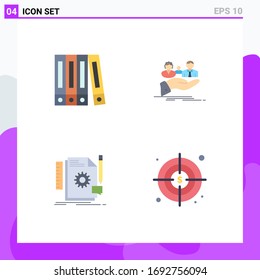 Paquete de iconos vectoriales de 4 señales de línea y símbolos para archivo; desarrollar; salud; mano; soporte para elementos de diseño de vectores editables
