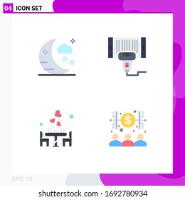 Paquete de iconos vectoriales de 4 señales de línea y símbolos para Halloween; fecha; código de barras; análisis; elementos de diseño de vectores editables para alimentos
