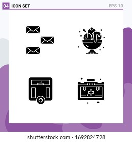 Paquete de iconos vectores estándar de 4 señales de línea y símbolos para la parte posterior; dulce; correo electrónico; postre; elementos de diseño de vectores editables para el estado