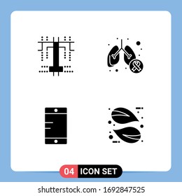 Stock Vector Icon Pack of 4 Line Signs and Symbols for creative; cell; cancer; lungs cancer; eco Editable Vector Design Elements