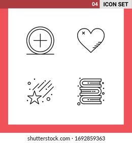 Paquete de iconos vectores estándar de 4 señales de línea y símbolos para agregar; informe; nuevo; amor; elementos de diseño de vectores editables de espacio