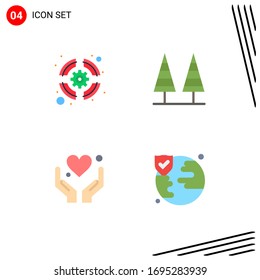 Stock Vector Icon Pack of 4 Line Signs and Symbols for lifebuoy; hand; support team; nature; love Editable Vector Design Elements