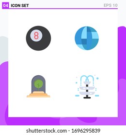 Stock Vector Icon Pack of 4 Line Signs and Symbols for ball; new; globe; plant; water Editable Vector Design Elements