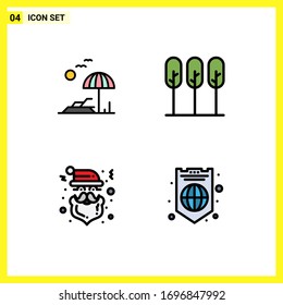Paquete de iconos vectores estándar de 4 señales de línea y símbolos para la playa; claus; muelle; árbol; elementos de diseño de vectores editables de tapón