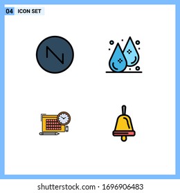 Paquete de iconos vectores estándar de 4 señales de línea y símbolos para los dientes de sierra; pluma; caída; agua+; elementos de diseño de vectores editables por campana