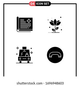 Stock Vector Icon Pack of 4 Line Signs and Symbols for healthcare; rose; report; floral; transport Editable Vector Design Elements