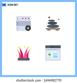 Stock Vector Icon Pack of 4 Line Signs and Symbols for database; clown; hot; spa; joker Editable Vector Design Elements