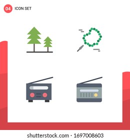 Paquete de iconos vectores estándar de 4 señales de línea y símbolos para cipreses; usuario; perilla; dispositivo; elementos de diseño de vectores editables de radio de fm