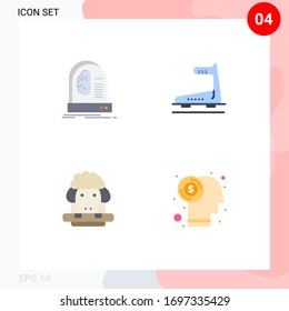 Stock Vector Icon Pack of 4 Line Signs and Symbols for ai; easter; intelligence; running; sheep Editable Vector Design Elements