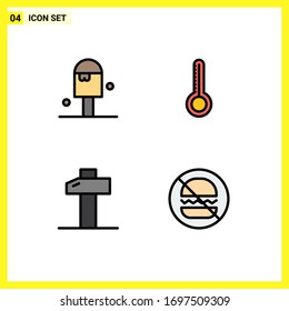 Stock Vector Icon Pack of 4 Line Signs and Symbols for beach; tools; summer; weather; fast Editable Vector Design Elements