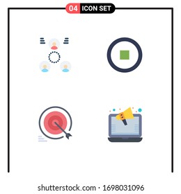 Stock Vector Icon Pack of 4 Line Signs and Symbols for company; target; people; user; goals Editable Vector Design Elements