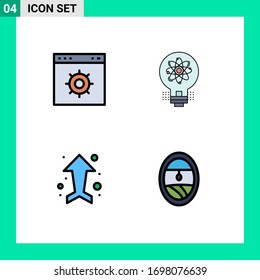 Stock-Vektorillustration-Icon-Paket mit 4 Zeichen und Symbolen für den Browser; Pfeil; Website; Licht; Bearbeiten von Design-Elementen für Vektorillustrationen
