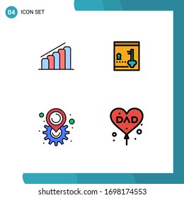 Stock Vector Icon Pack of 4 Line Signs and Symbols for chart; location; analysis; lock; setting Editable Vector Design Elements