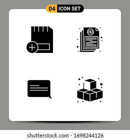 Stock-Vektorillustration-Icon-Paket mit 4 Zeichen und Symbolen für das Hinzufügen; Bericht; Vorrichtungen; Dokument; Design-Elemente für die bearbeitbare Vektorillustration