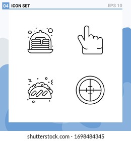Stock Vector Icon Pack of 4 Line Signs and Symbols for cake;  finger; taco; military Editable Vector Design Elements