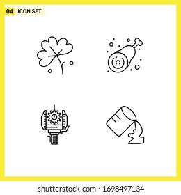 Paquete de iconos vectores estándar de 4 señales de línea y símbolos para anémona; automatización; flor de primavera; pollo; elementos de diseño de vectores editables por máquina