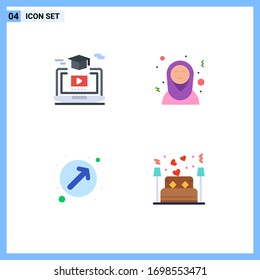 Stock Vector Icon Pack of 4 Line Signs and Symbols for degree; direction; gruadation; arabic; up right Editable Vector Design Elements