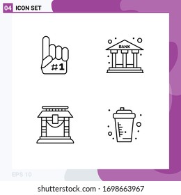 Stock Vector Icon Pack of 4 Line Signs and Symbols for fanatic; bridge; sport; office; chinese Editable Vector Design Elements