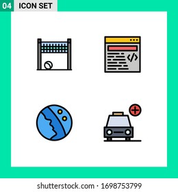 Stock Vector Icon Pack of 4 Line Signs and Symbols for game; skin; volleyball; text; car Editable Vector Design Elements