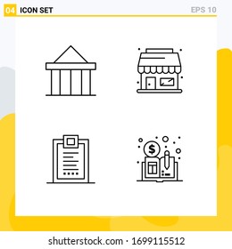 Stock Vector Icon Pack of 4 Line Signs and Symbols for acropolis; confirmation; court; store; design Editable Vector Design Elements