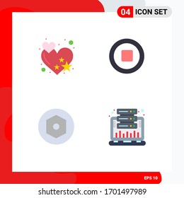 Stock Vector Icon Pack of 4 Line Signs and Symbols for love; analysis; media; internal; hosting Editable Vector Design Elements