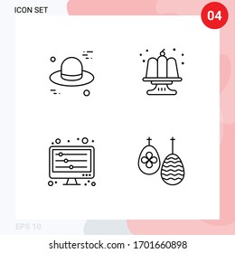 Stock Vector Icon Pack of 4 Line Signs and Symbols for hat; sound waves; birthday; party; celebration Editable Vector Design Elements