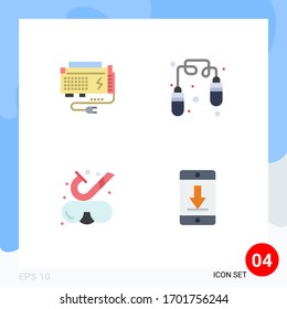 Stock Vector Icon Pack of 4 Line Signs and Symbols for apc; goggles; power; fitness; underwater Editable Vector Design Elements