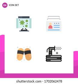 Stock Vector Icon Pack of 4 Line Signs and Symbols for biology; sandal; virus; document; sauna Editable Vector Design Elements