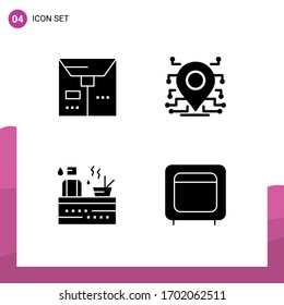 Stock Vector Icon Pack of 4 Line Signs and Symbols for commerce; spa; location; security; bank Editable Vector Design Elements