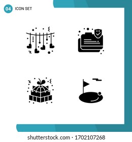 Stock-Vektorillustration-Icon-Paket mit 4 Zeichen und Symbolen zum Aufhängen; Ostergeschenk; Valentin; Schutz; Geschenkbox Bearbeitbare Design-Elemente für Vektorillustrationen