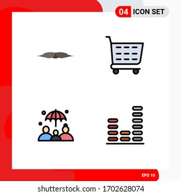 Stock Vector Icon Pack of 4 Line Signs and Symbols for moustache; group insurance; male; shop; audio Editable Vector Design Elements