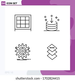 Paquete de iconos vectoriales de 4 señales de línea y símbolos para la biblioteca; datos; dirección; importación; elementos de diseño de vectores editables de procesos